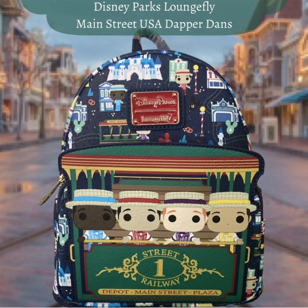 NEW Disney Parks Loungefly Mini Backpack Dapper Dans Main Street Railway Plaza A